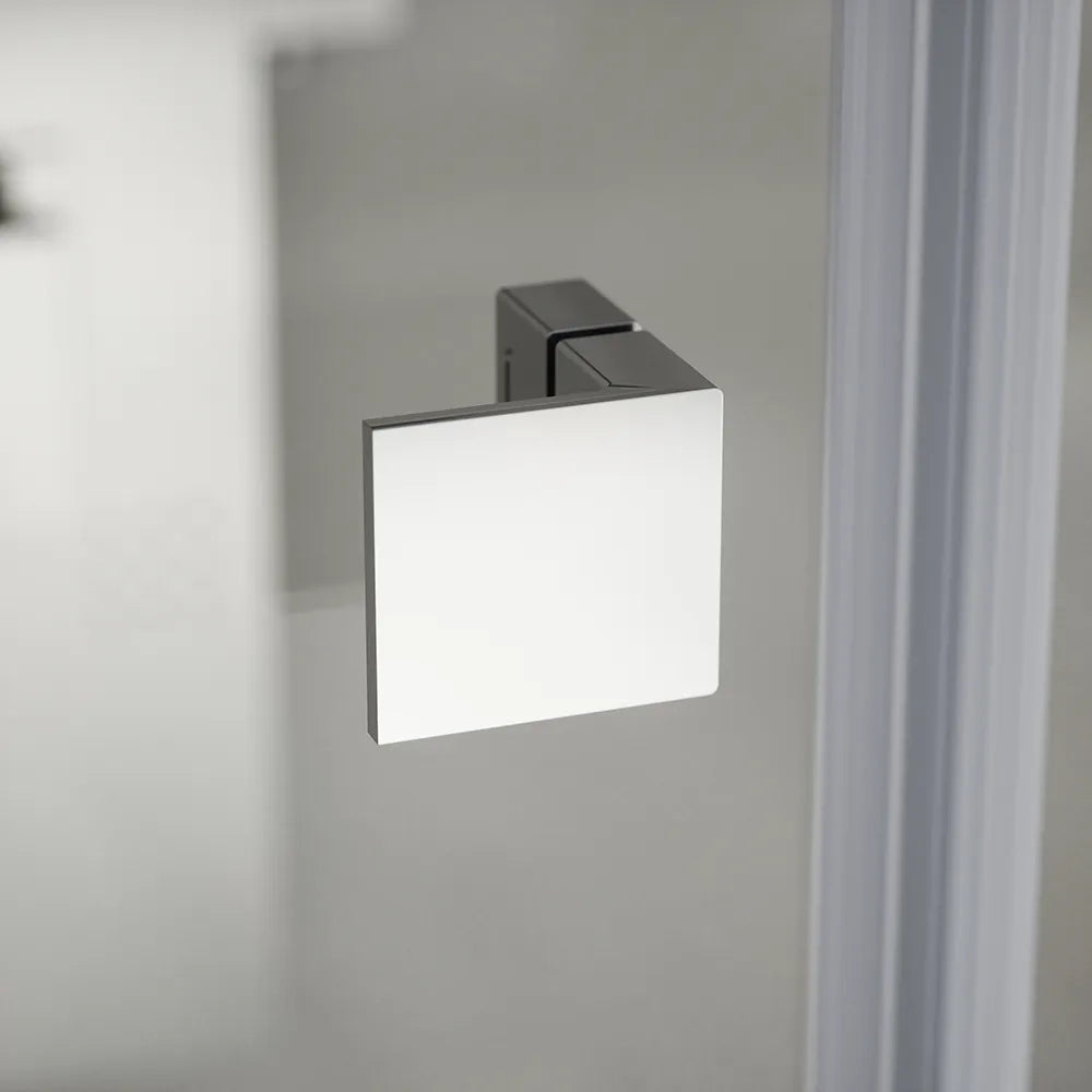 Porta doccia 141-145cm profili cromati apertura a battente e parete fissa vetro 8mm trasparente h195 | Fiji