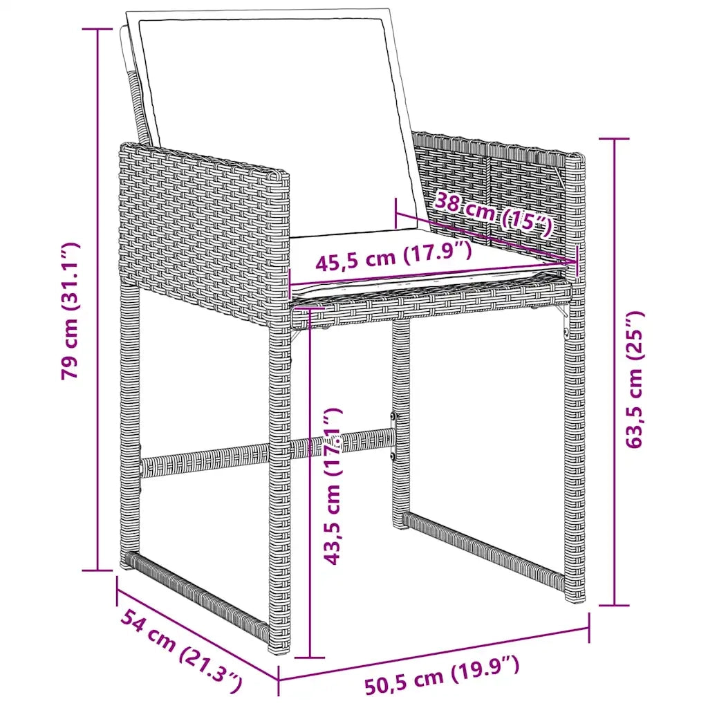 Set da Pranzo per Giardino 9 pcs Grigio chiaro polyrattan 3380736