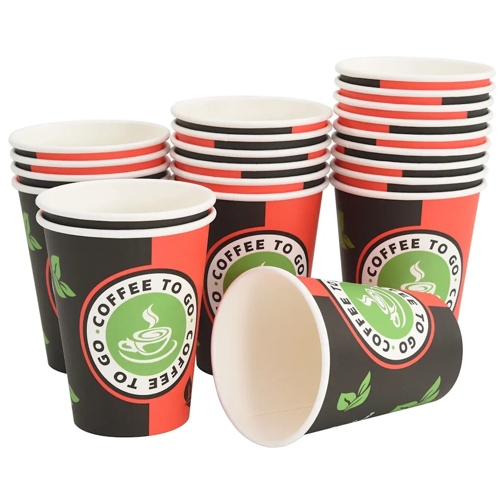 Bicchieri da Caffè in Carta 1000 pz 12oz 300ml Rosso e Nero 4102788