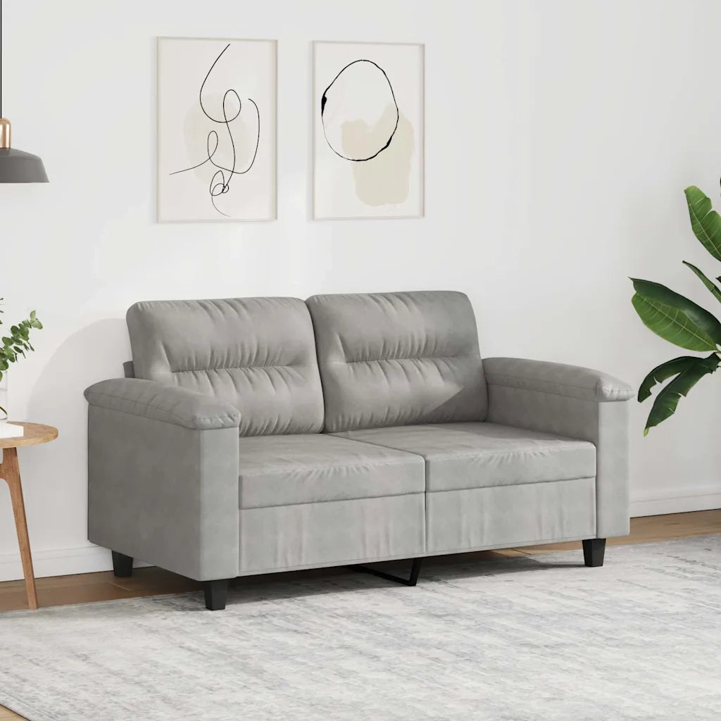 Divano a 2 Posti-Sofa 2 Posti Grigio Chiaro 120 cm in Tessuto Microfibra