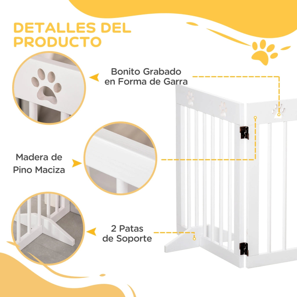 Barriera per Cani Pieghevole 4 Pannelli ¨C Minimal ¨C Bianco 204x61 cm