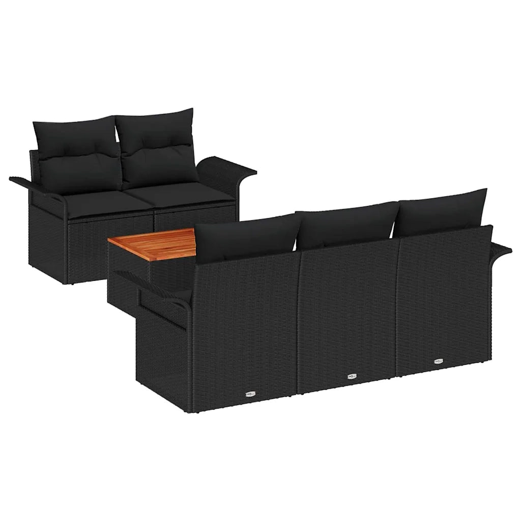 Set Divano da Giardino con archiviazione 6 pcs Nero polyrattan 3355937