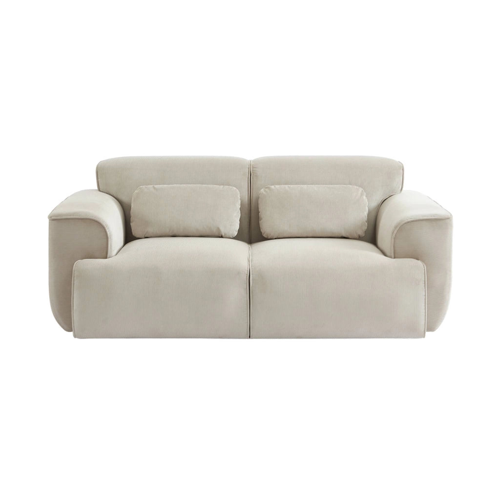 Divano in velluto a coste fini, 2 posti, beige grigio