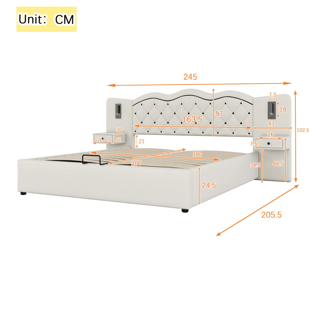 letto imbottito lino beige 180 x 200 cm
