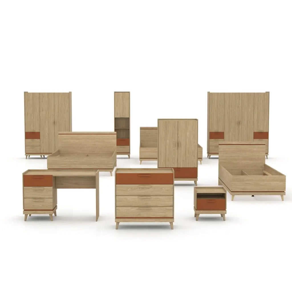 Cassettiera NOKI – Rovere chiaro e moka – 3 cassetti stile scandinavo