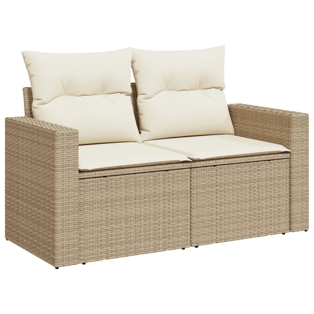Set Divano da Giardino 9 pz con Cuscini Beige in Polyrattan 3219408
