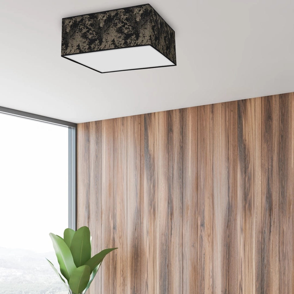 Plafoniera SATINO quadrata 3xE27 nera 50cm Milagro