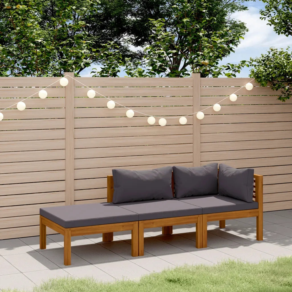 Set Divani da Giardino 3 pz con Cuscini in Massello di Acacia 3086921