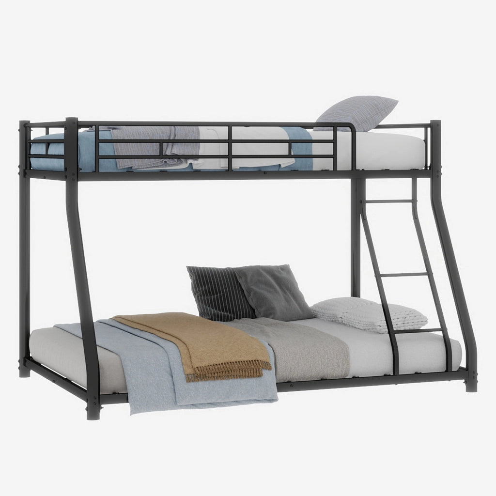 Letto a castello twin over full in ferro nero 105x200 cm