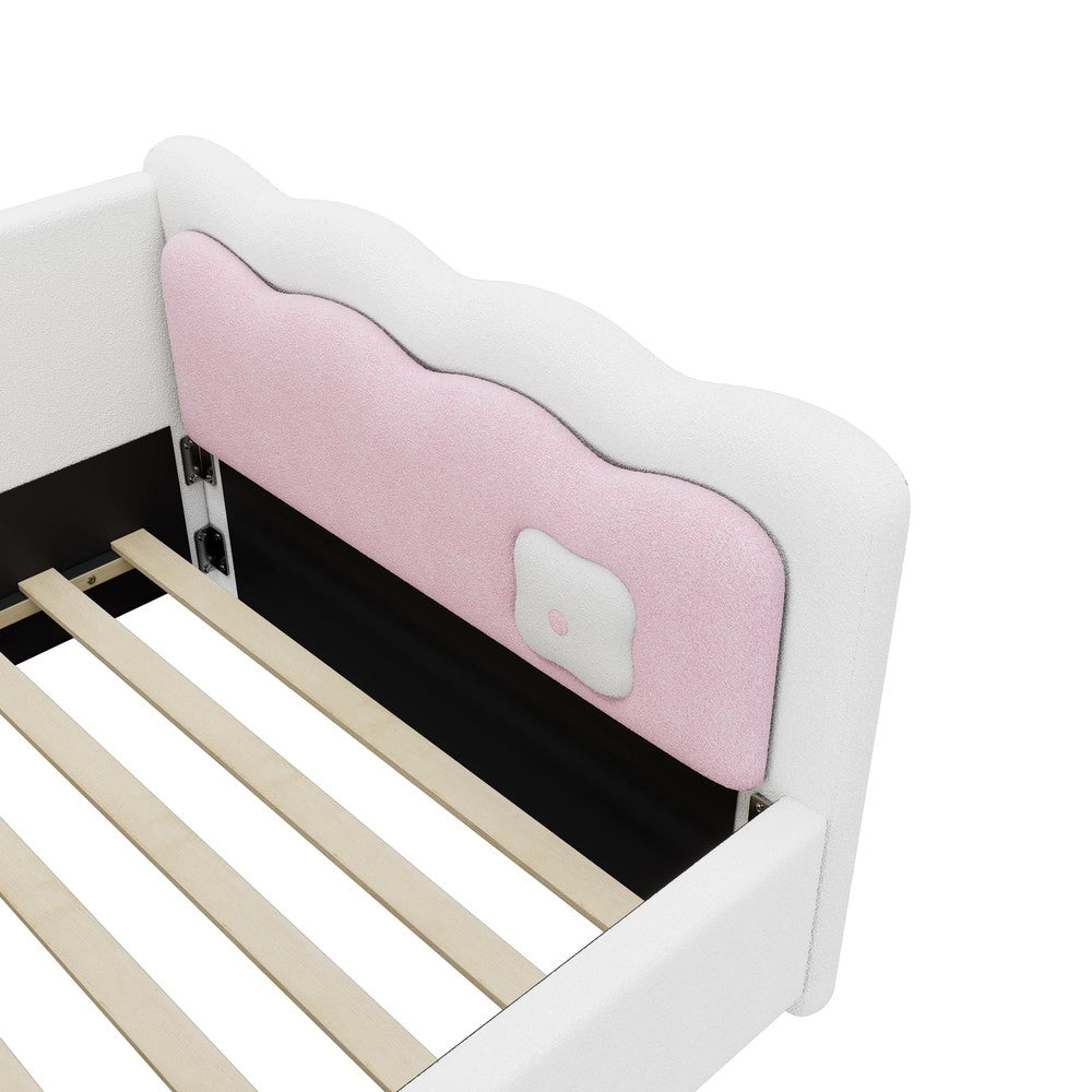 Letto Singolo con LED e Rete a Doghe ¨C MINIMAL ¨C Bianco 90x200