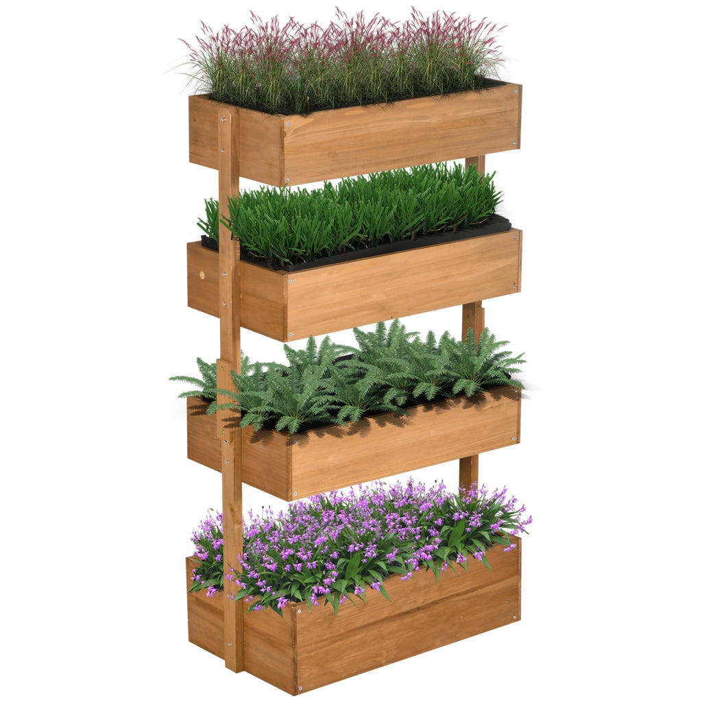 Fioriera in Legno 4 Livelli per Giardino Esterno con Fori di Drenaggio ¨C Minimal ¨C 80x45x142 cm Arancione