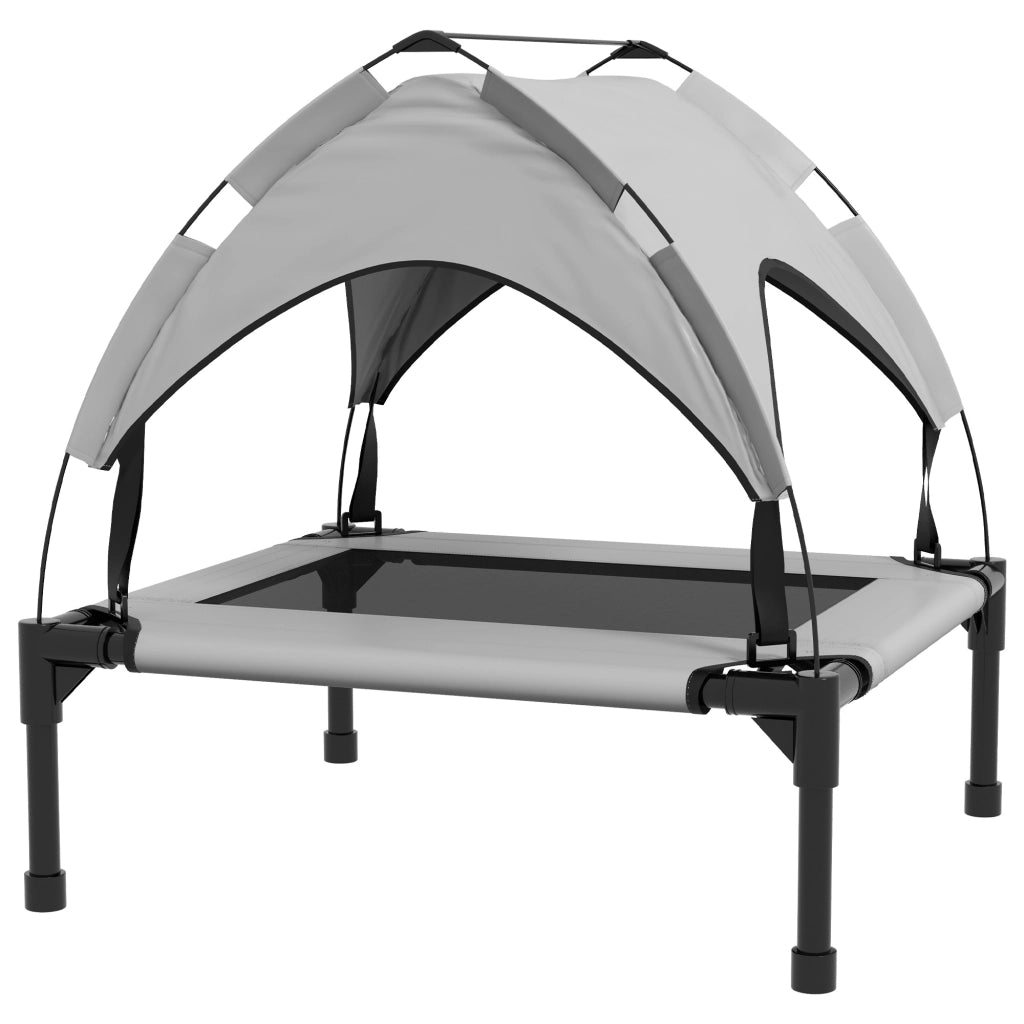 Letto per Cani Elevato con Baldacchino ¨C Minimal ¨C Grigio 76x61x69,5 cm