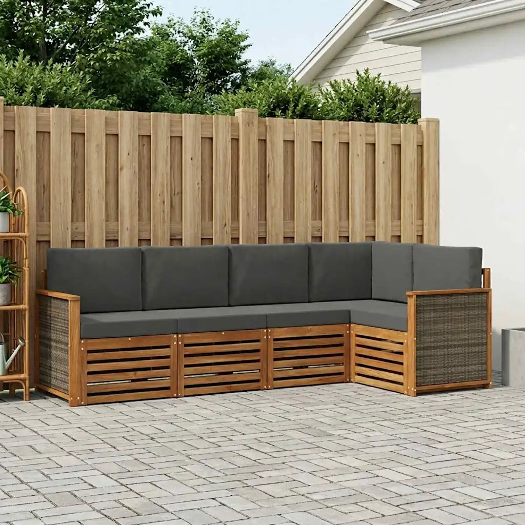 Set divano sezionale con cuscino 4 pcs Naturale e Antracite 3384348