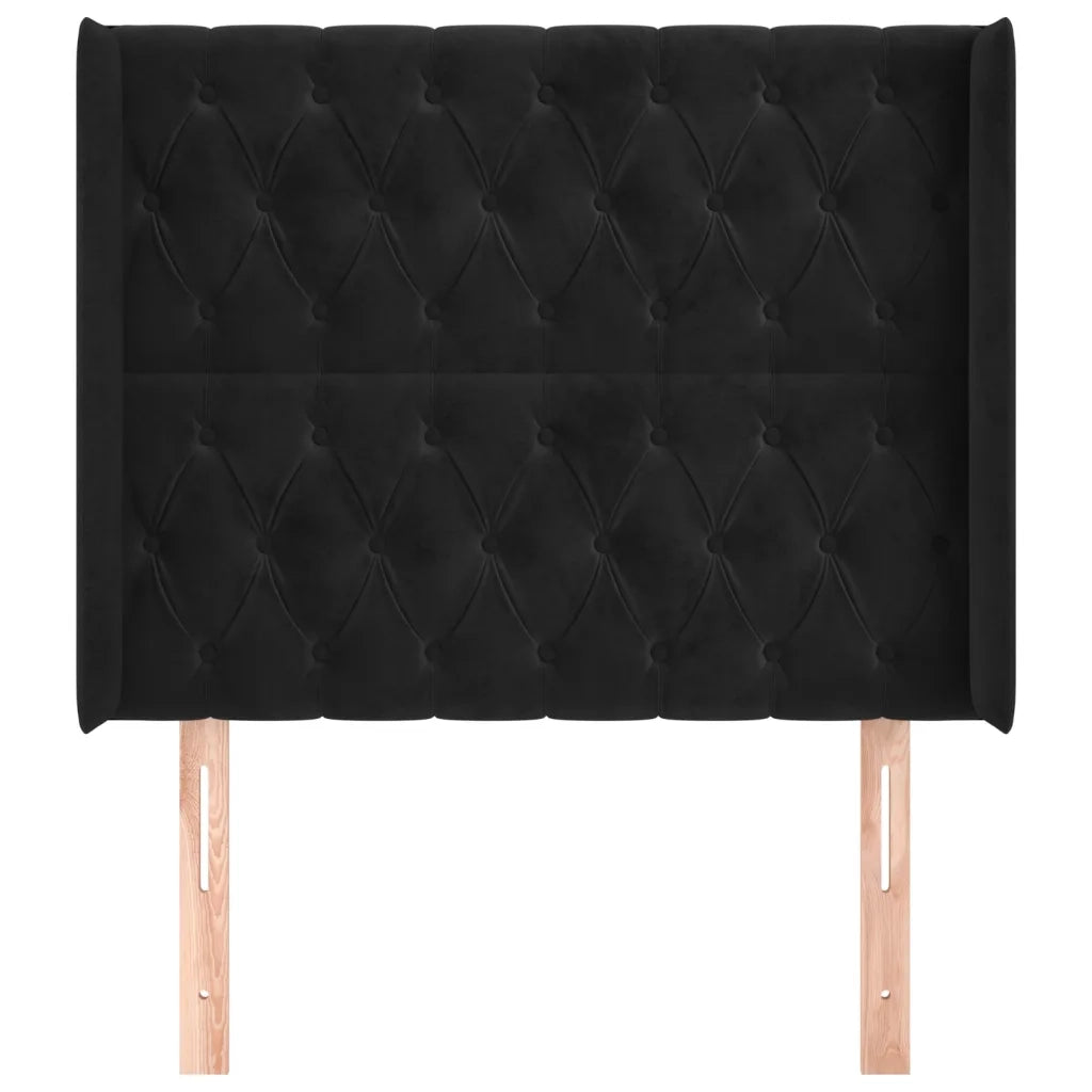 Testiera ad Orecchio-Testata con Orecchie Nera 93x16x118/128 cm in Velluto 943624