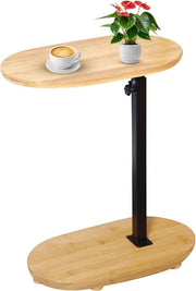 Tavolo di servizio C in metallo e bambù regolabile in altezza - Design moderno
