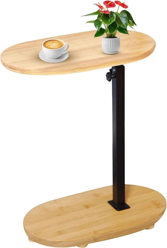 Tavolo di servizio C in metallo e bambù regolabile in altezza - Design moderno