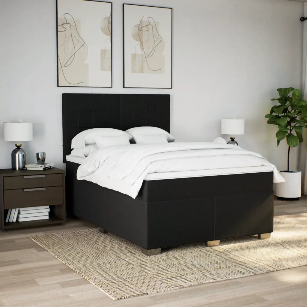 Giroletto a Molle con Materasso Nero 140x200 cm in Tessuto 3290513