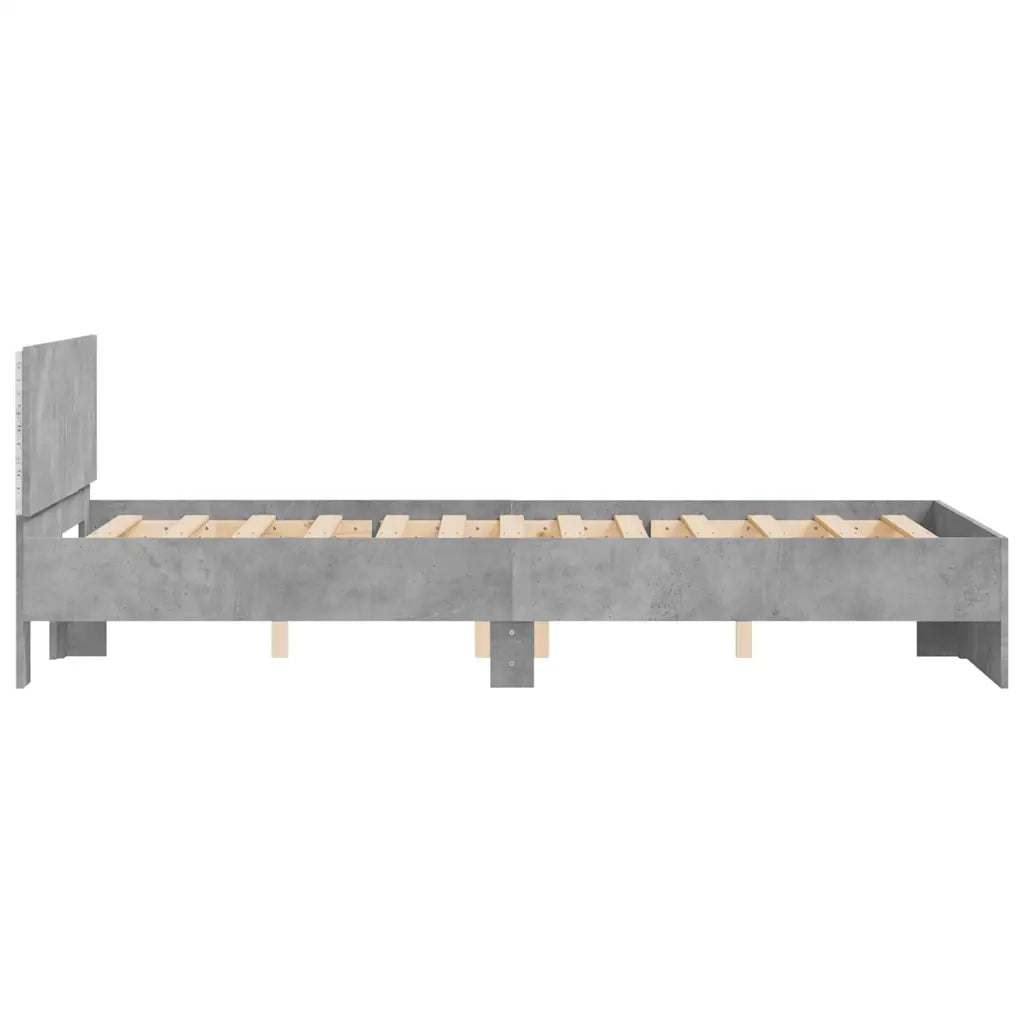 Giroletto con Testiera e LED Grigio Cemento 135x190 cm 3207633