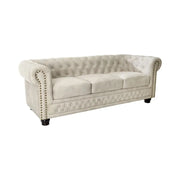 Divano dritto EDGAR – Bianco champagne – 3 posti – Velluto stile barocco