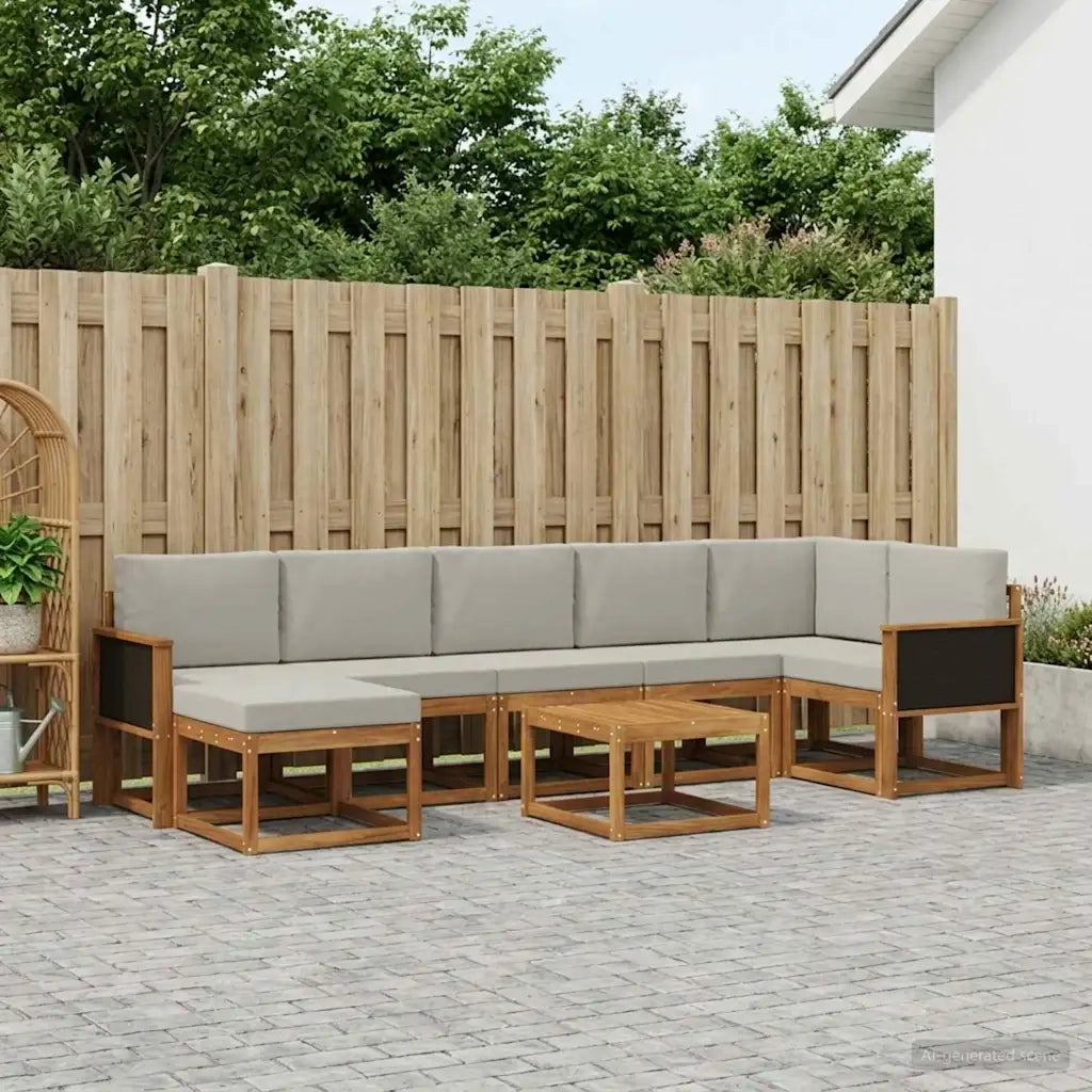 Set di divani da esterno 8 pcs Naturale e Grigio Chiaro 3385402