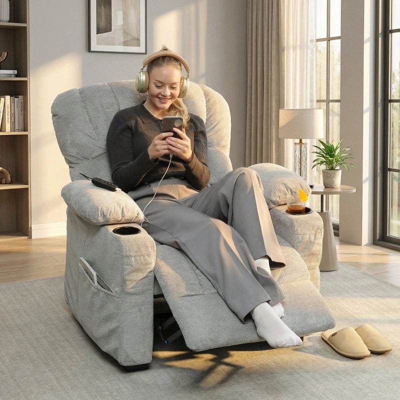 POLTRONA RELAX Elettrica con 2 memorie, USB, Grigio