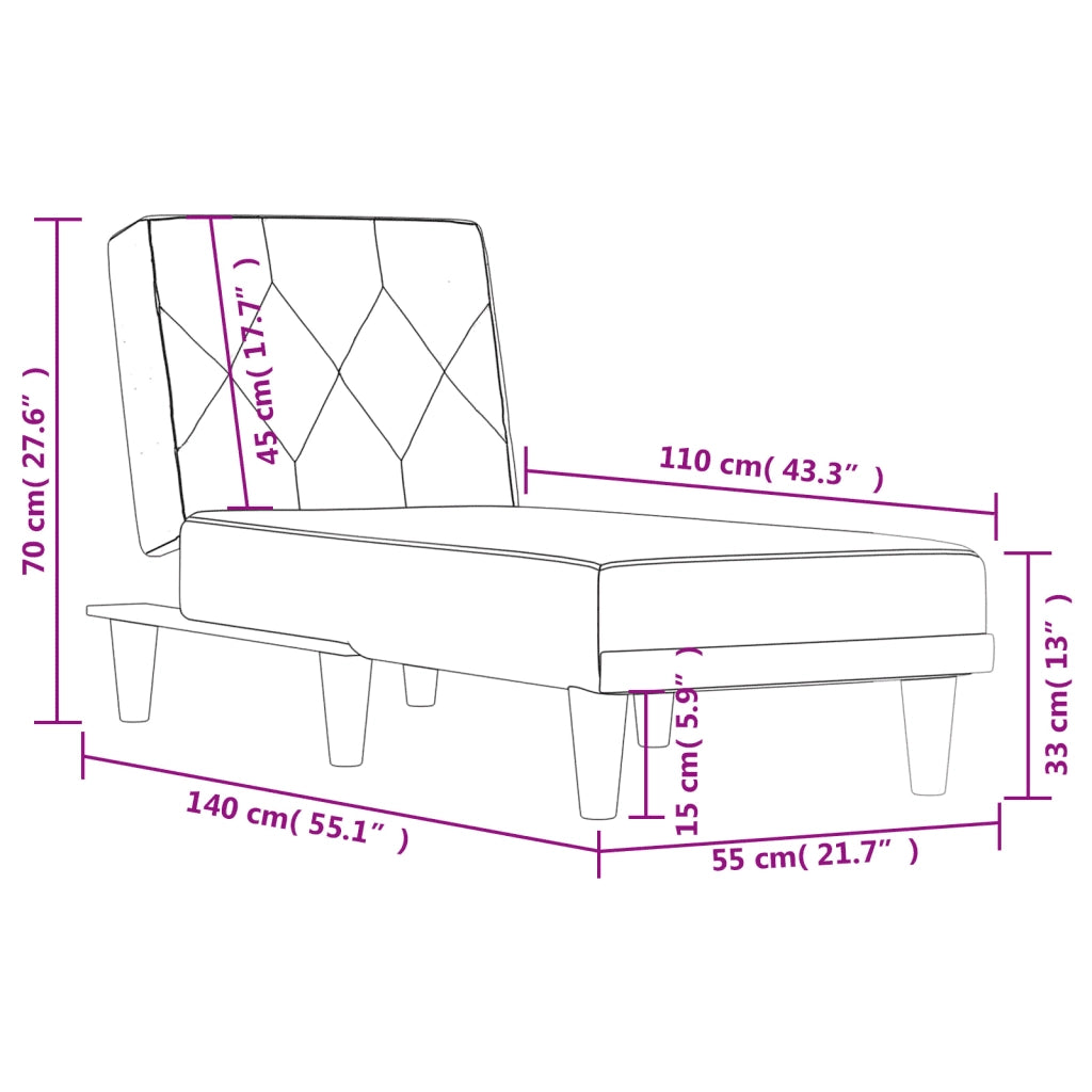 Chaise Longue in Velluto Grigio Scuro 352861