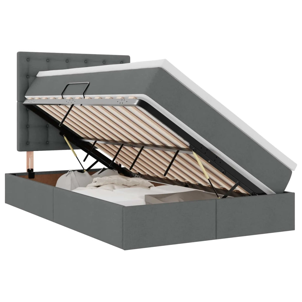 Letto con contenitore e LED con led Grigio scuro 120 x 190 cm 3372529