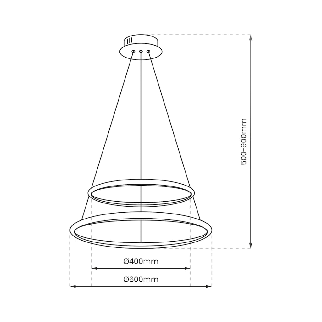 Lampada sospensione Milagro Hoop nera 2 anelli 51W