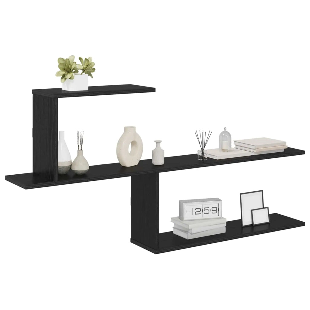 Scaffale da parete Rovere Nero 122 x 18 x 60 cm 8012181