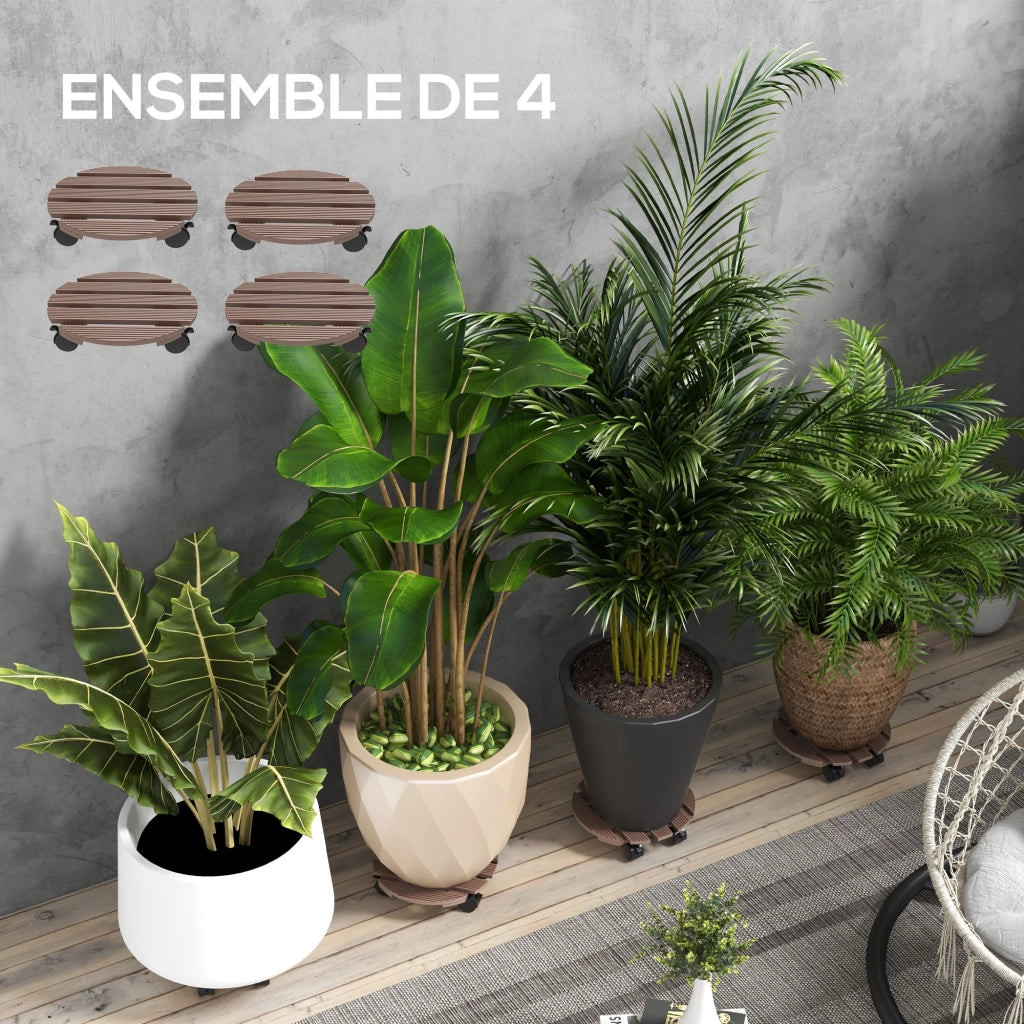 Set di 4 supporti per piante con rotelle ¨C Minimal ¨C ?30 cm, interno ed esterno