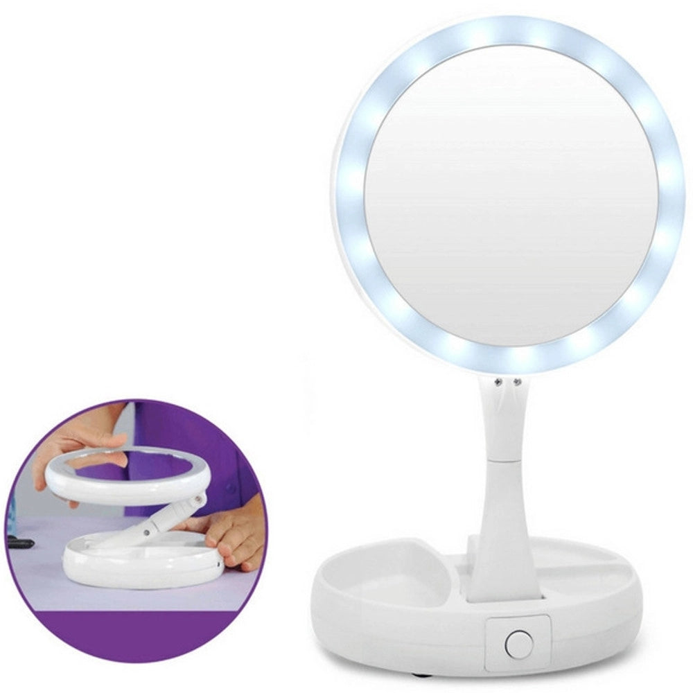 Trade Shop - Specchio Da Tavolo Zoom 3x Con Supporto + Rotazione 360 Gradi Donne Bellezza -