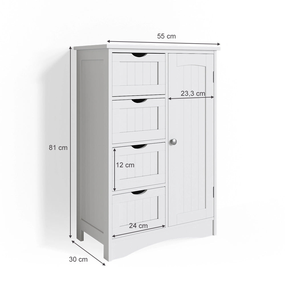 Vicco Cassettiera da bagno Bianco 55 x 81 cm