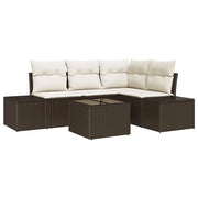 Set Divano da Giardino 5 pz | Set Salotto da Giardino Marrone polyrattan