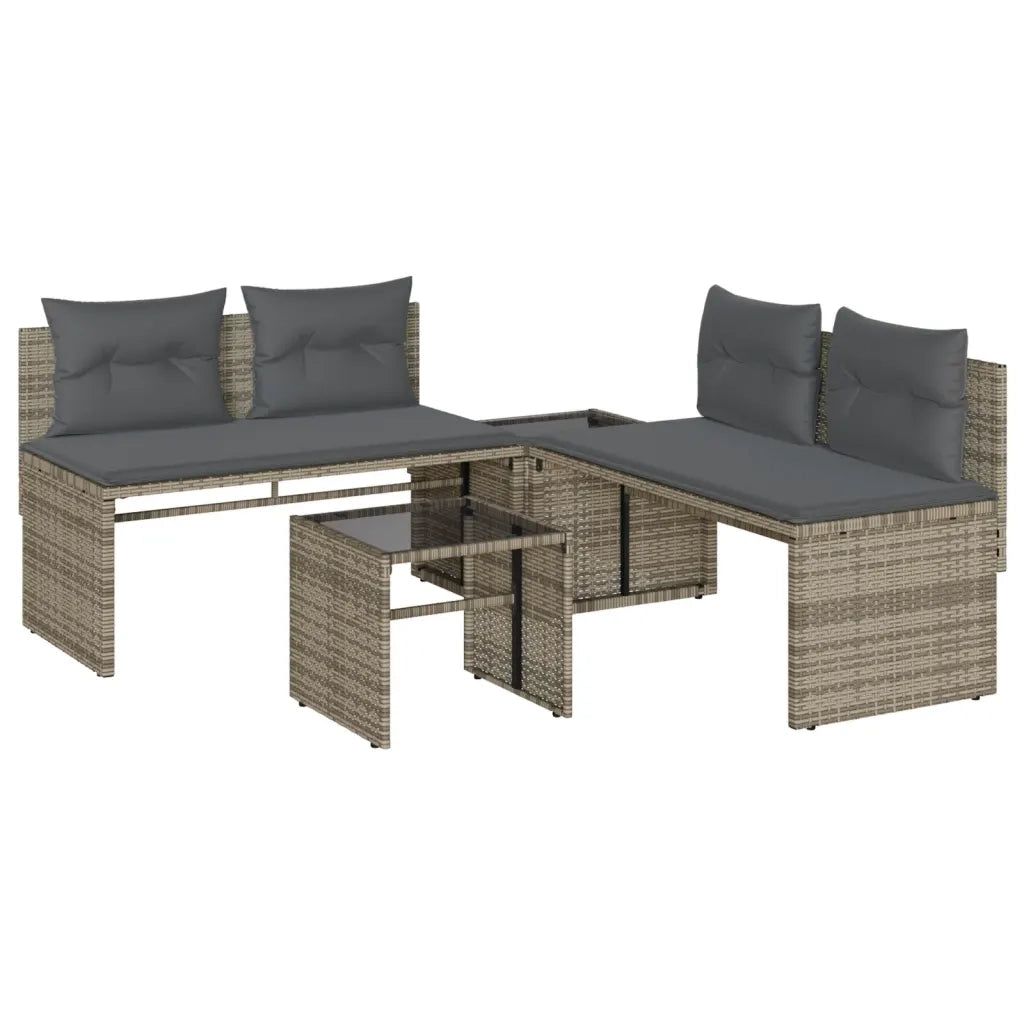 Set Divani da Giardino 4 pz con Cuscini in Polyrattan Grigio 4003880
