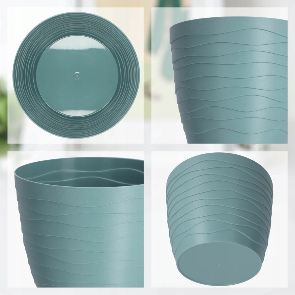 Vaso da fiori KADAX, coprivaso rotondo verde da 13 cm in plastica