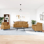 Set di Divani 3 pz con Cuscini e Rinforzi Marrone in Velluto 3278378