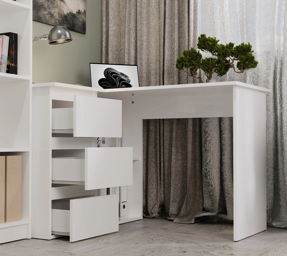 Scrivania NICEA sinistro bianco per ufficio e studio