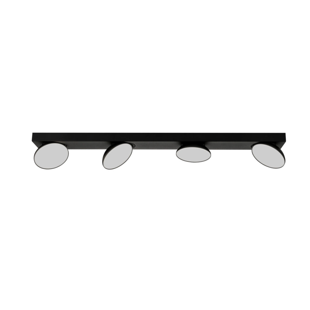 Faretto soffitto moderno 4 luci nero orientabile LED 20W