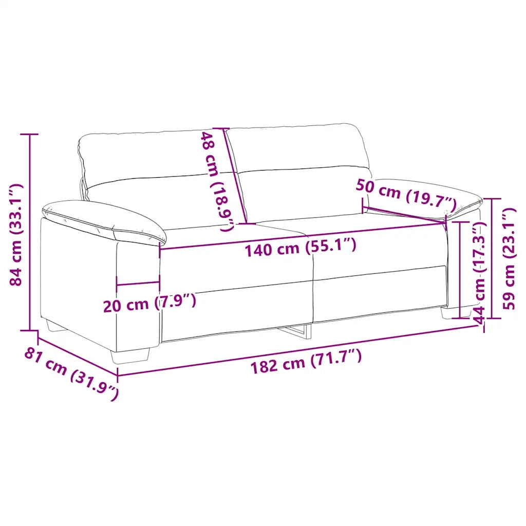 Divano a 2 Posti-Sofa 2 Posti Tortora 140 cm in Tessuto 633813