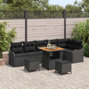 Set Divano da Giardino con cuscino con archiviazione 9 pcs Nero 3364229