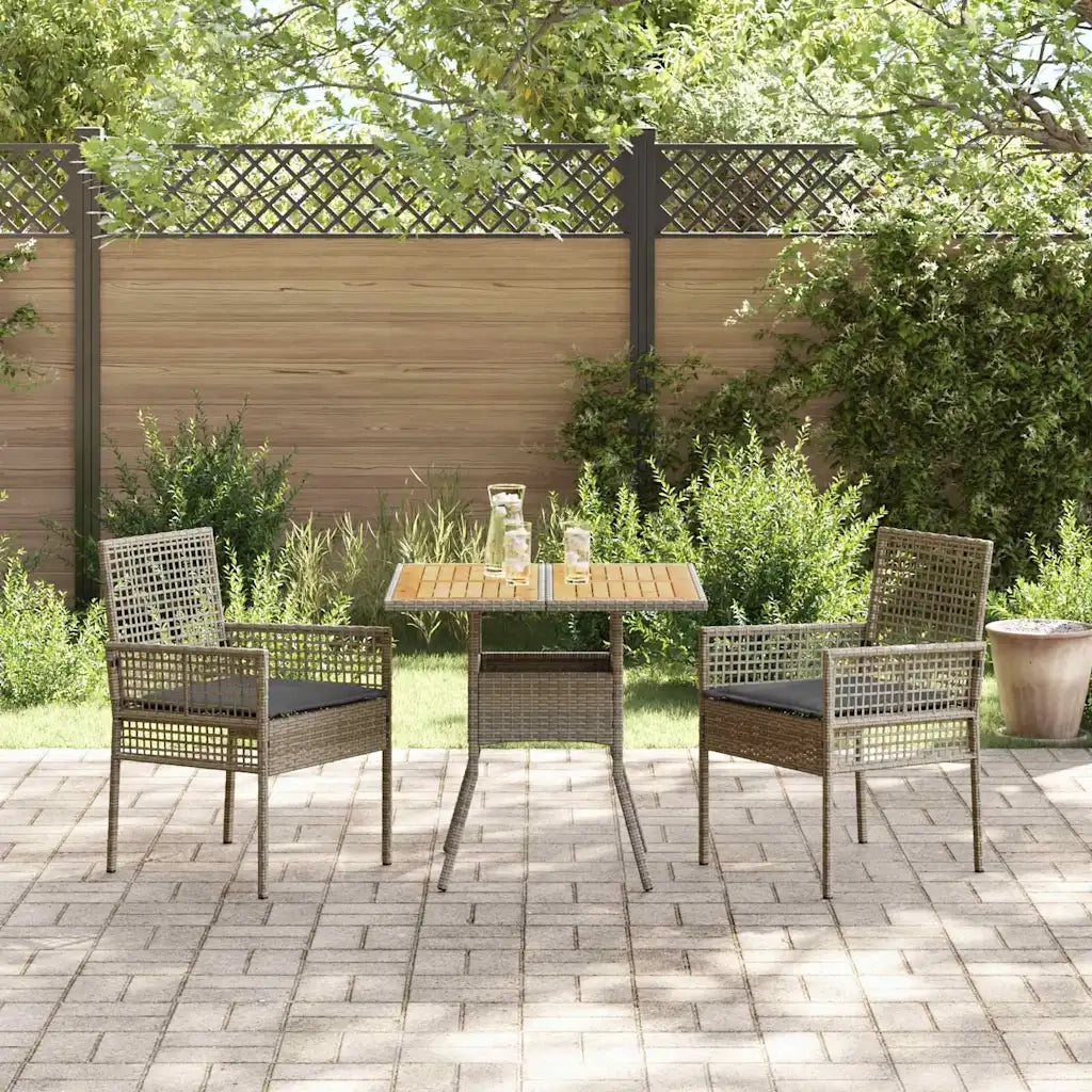 Set da Pranzo per Giardino 3 pcs Grigio polyrattan 3334937