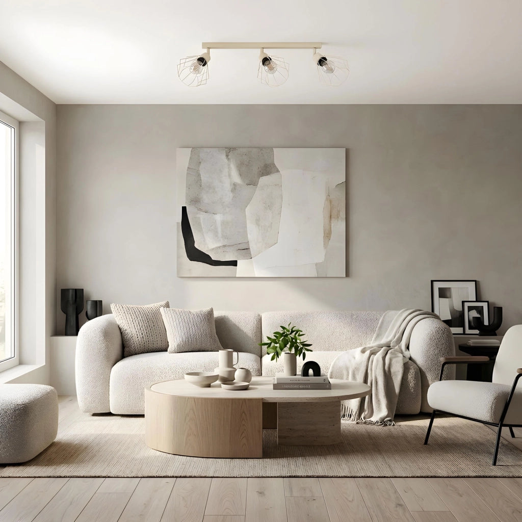Lampada soffitto Parkla 3 luci beige metallo E27 Luminex