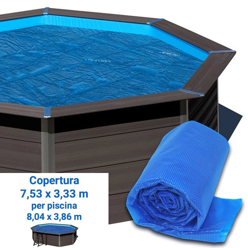 Copertura Isotermica A Bolle 7,53 X 3,33 M Per Piscine In Legno Composito Ottagonale Wpc Wood Di 8,04 X 3,86 M Dimensione piscina: 8.04 X 3.86 m