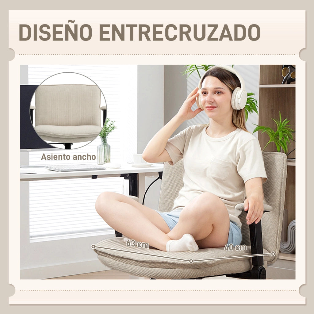 Sedia da Ufficio con Braccioli Abatibili e Schienale Regolabile ¨C Minimal ¨C Crema