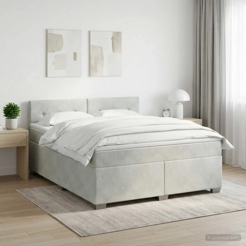 Letto box spring con materasso Grigio Chiaro 140 x 190 cm 3450710