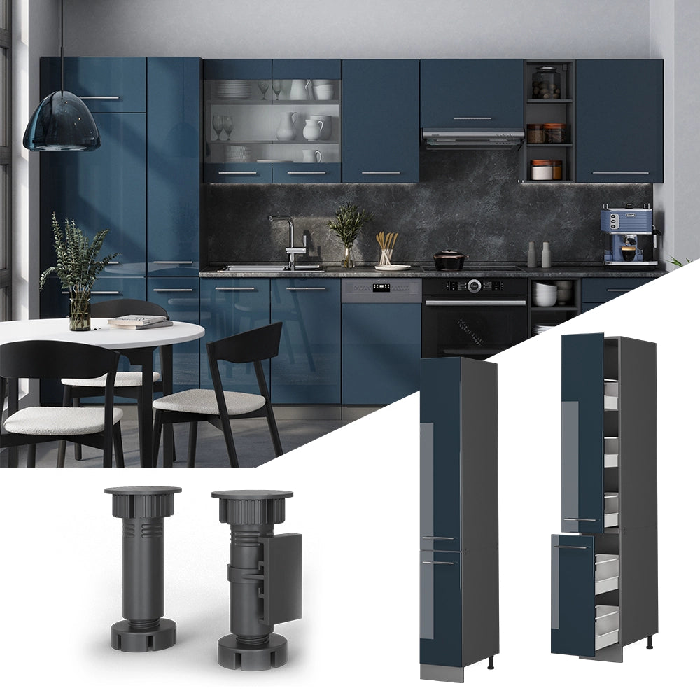 Vicco Mobiletto base per cucina Blu scuro lucido 30 cm