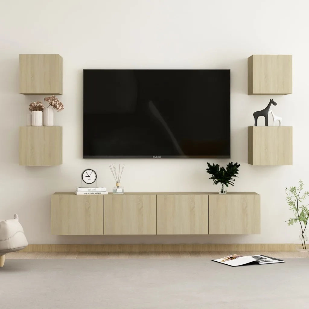Set di Mobili TV 6 pz | Armadietto TV | Mobile Porta TV Rovere Sonoma in Legno Multistrato
