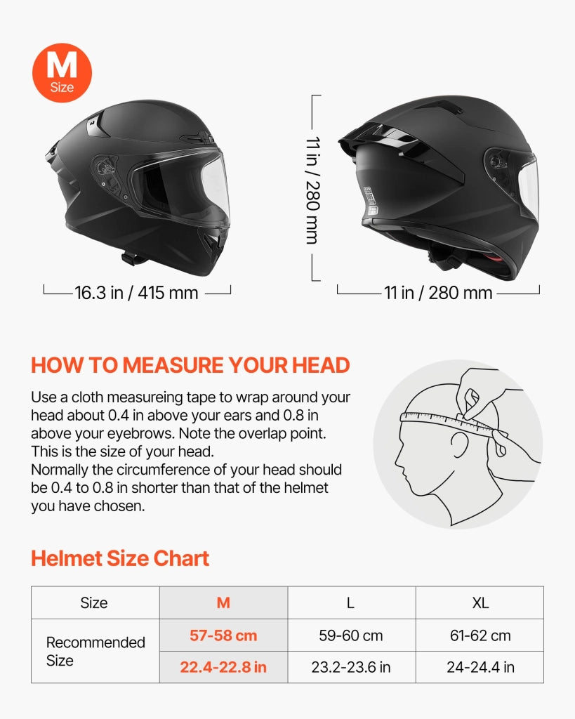 Casco Integrale da Moto MD-821 Taglia M, Calotta in ABS e Strato EPS, Visiera Trasparente, Omologato ECE 22.06 DOT, con Tasche Bluetooth, Nero