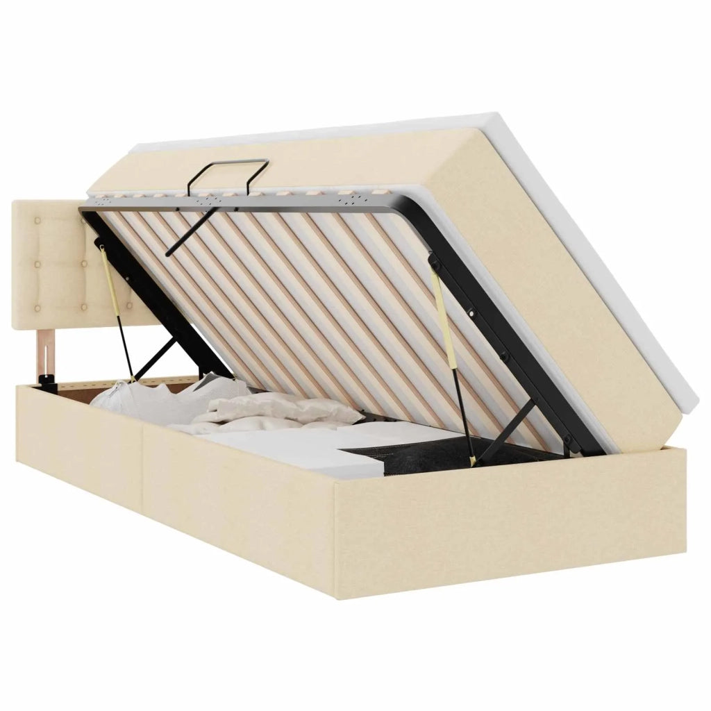 Letto con contenitore e materasso Crema 90 x 200 cm