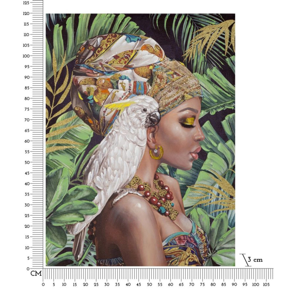 Stampa su Tela Tropicale 2, Multicolore, Legno, 120x3x90 cm